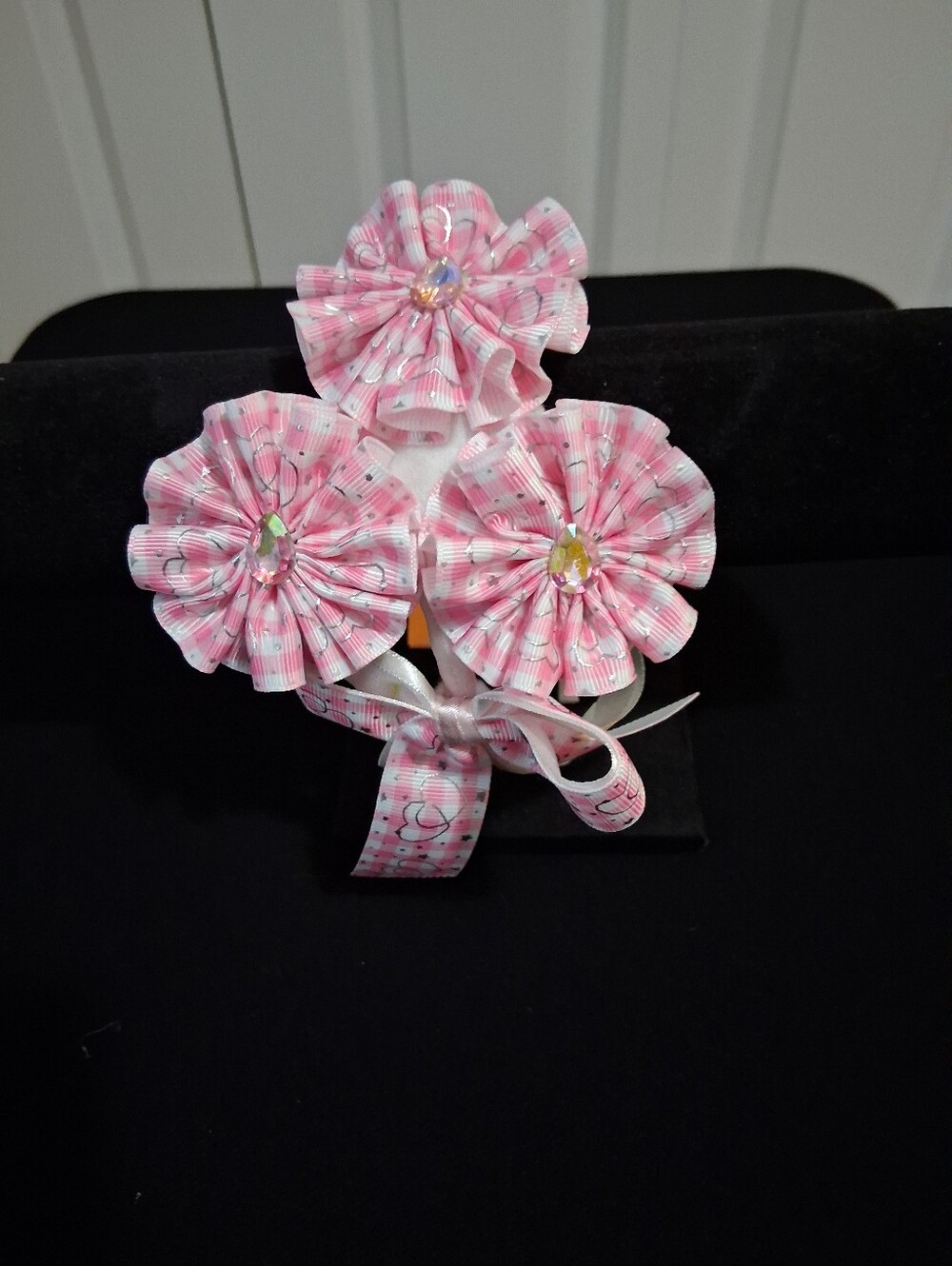 Pink Gingham Floral Headband